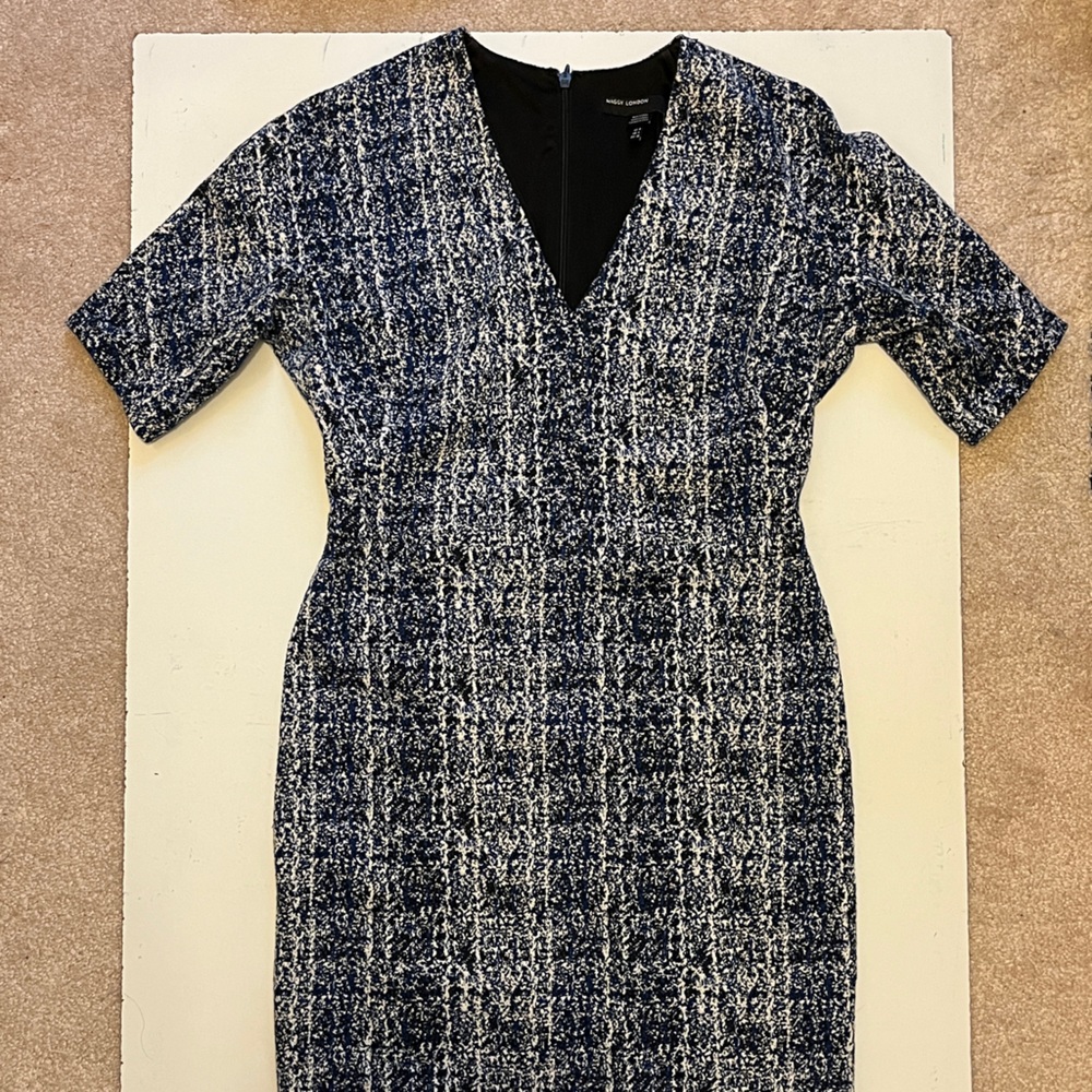 Maggy London Blue and White Textured Dress